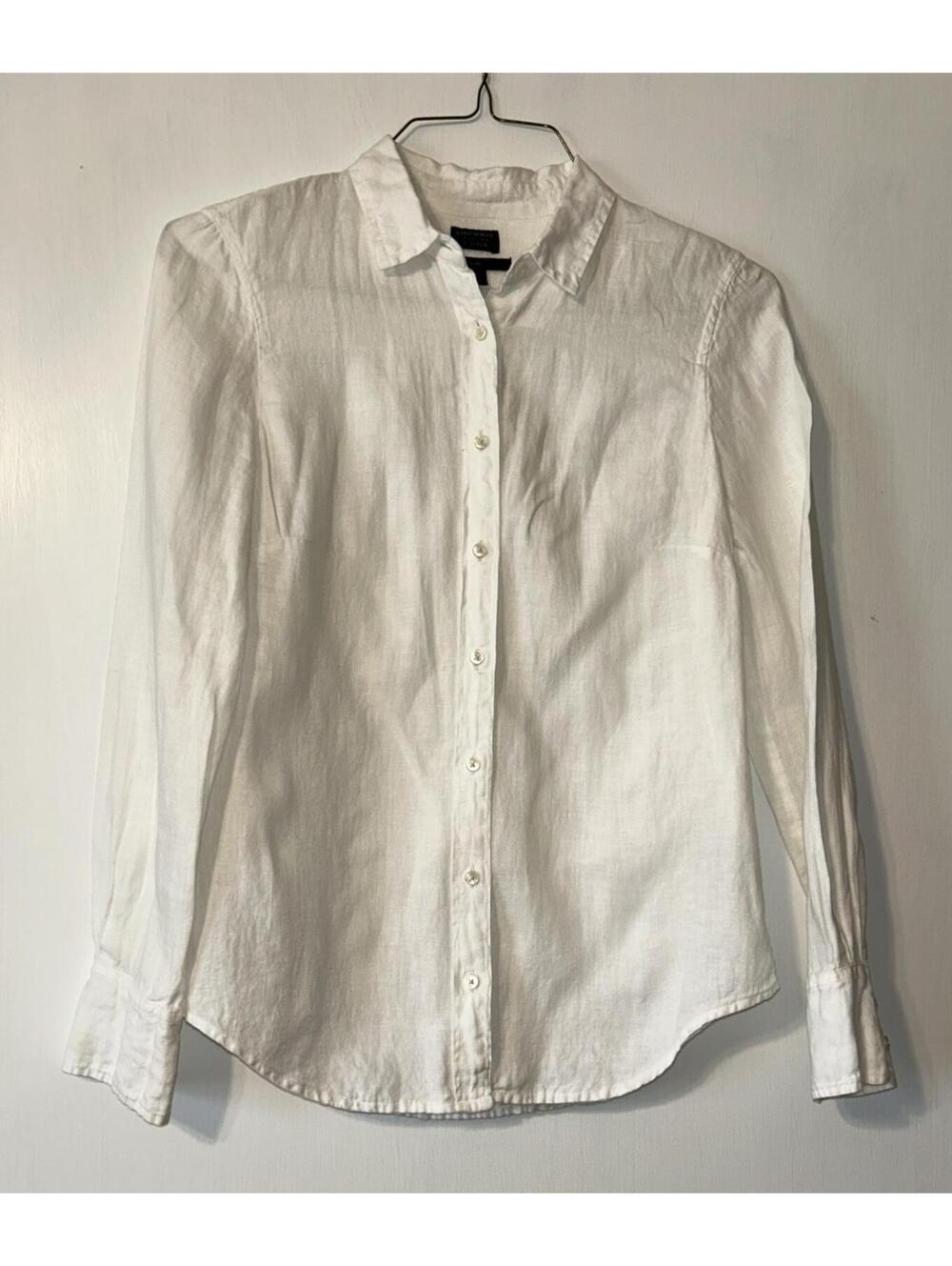 Baird McNutt Irish Linen J Crew Women's Slim - 2 - White, Button Up, Long Sleeve